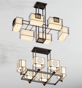 New Chinese Chandelier Combination 3d model