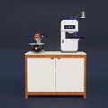 Hardware Tools Display With Red Tool Accessory And White Machine On Wooden Cabinet