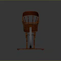 Vintage Red Wooden Weapon With Metal Wheels And Ornate Carvings On Stand