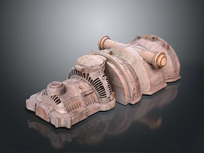 Vintage Wooden Train Model Featuring Detailed Engine And Carriage Components 3d model