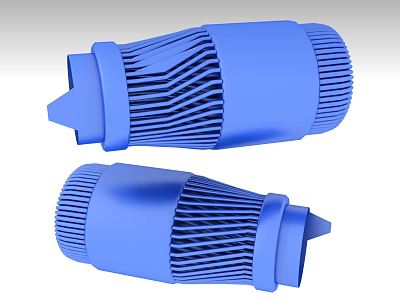 Blue 3D Modeled Automotive Parts With Toothed Structure And Ribbed Design 3d model
