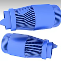 Blue 3D Modeled Automotive Parts With Toothed Structure And Ribbed Design