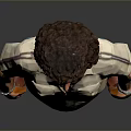 3D Animated Game Movie Character Male with Brown Hair Beard Light Shirt Blue Jeans Handcuffs