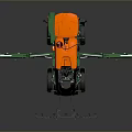 Self Propelled Agricultural Sprayer With Orange Cabin Black Body Green Booms And Large Wheels