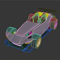 Sleek Silver Open Top Race Car With Yellow Seats And Green Wheels