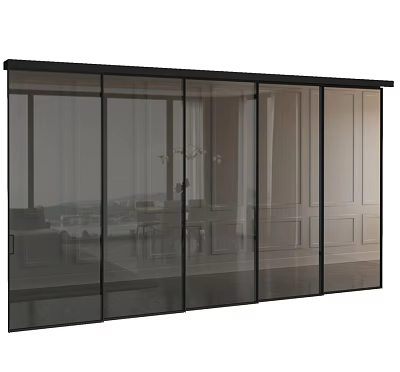 Modern Glass Sliding Doors With Black Frame For Interior Space Partition 3d model
