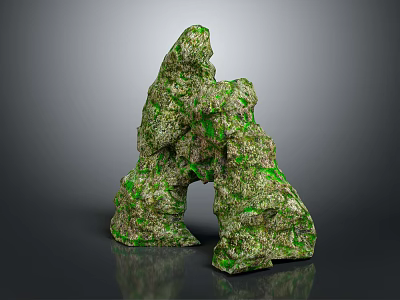 Natural Stone Decorative Rock With Green Moss For Garden Landscape Ornament Design 3d model