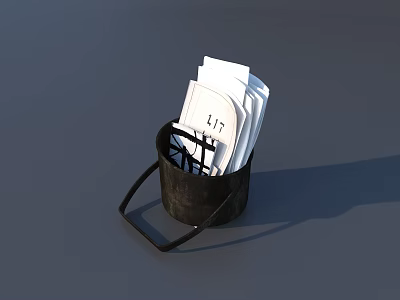 Car Interior With Black Bucket Holding White Papers And Number 117 3d model