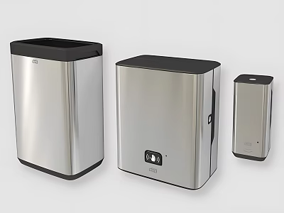 Stainless Steel Waste Bins for Public Facilities with Modern Design and Durable Construction 3d model