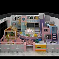 Colorful Indoor Playground With Slide Small House Round Structure Bar Counter And Stools