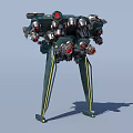 Mechanical Tripod Structure With Multiple Devices Green Yellow Red Components And Sturdy Legs 3d model