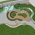 Park Design With Curved Paths Playground Greenery And Circular Landscaped Areas