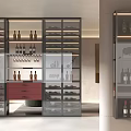 Modern Wine Cabinet With Glass Doors For Wine Bottles And Glass Storage