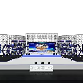 Modern Stage Setup With Purple Blue Lighting Effects And Large Display Screen 3d model