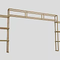 Wooden Arch Shaped Shelf Structure With Multi Layer Light Colored Wood And Symmetric Design