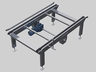 Industrial Equipment Metal Frame Structure Featuring Electric Motor And Heavy Duty Support Rails 3d model