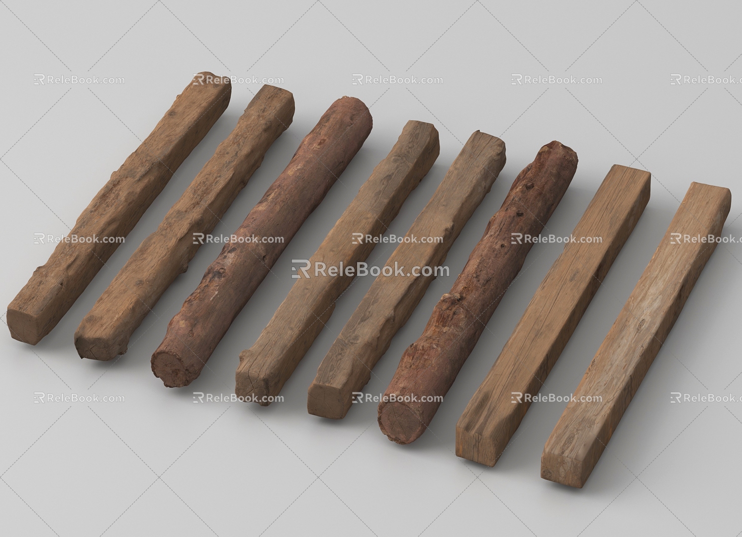 Modern Wood Pillar Old Wood Old Wood Headrest Wood Slats 3d model