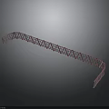Curved Long Metal Frame Structure With Red And Silver Metal Bars