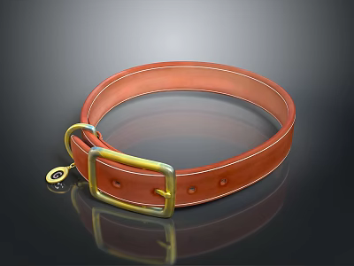 Brown Leather Fashion Apparel Accessory With Gold Metal Buckle Smooth Surface And Stylish Design 3d model