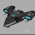 Futuristic Sci Fi Weapon with Metallic Body Blue Glowing Lights and Streamlined Design