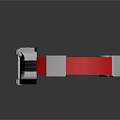 Fictional Cosplay Accessory Bracelet With Red White Strap And Decorative Card Device