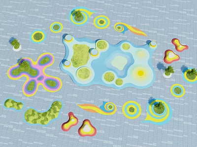 Modern tree pool curve tree pool landscape seat 3d model