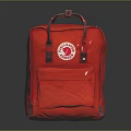 Red Fjällräven Kånken Backpack Classic Canvas Design With Front Pocket Top Handle And Leather Trim