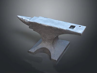Vintage Cast Iron Blacksmith Anvil With Horn Base Surface And Metal Hole Design 3d model