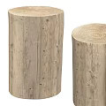 Two Wooden Stump Shaped Stools with Natural Tree Texture for Home Decor 3d model