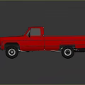 Red Classic Single Cab Pickup Truck Model With Black Wheels And Reflective Surface