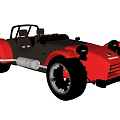 Sleek Red Convertible Sports Car With Black Seats Large Wheels Exposed Exhaust And Vintage Design