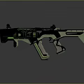 Futuristic Double Barreled Weapon With Green Glowing Accents And Modern Tactical Design