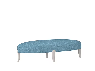 Modern Blue Sofa Bench With Upholstered Seat And White Wooden Legs 3d model