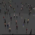 Large Crowd of People Standing and Walking in Different Directions on Gray Surface