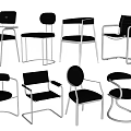 Modern Leisure Chairs With Metal Frames And Leather Seats In Various Designs