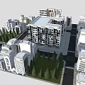 Modern Urban Building Layout With High Rise Structures Green Spaces And Road Networks