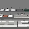 Different Bathroom Washbasins In White Black Red With Ceramic And Marble Designs 3d model