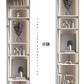 Modern Wooden Furniture Composition With Shelves Decorations Books And Lighting