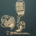Neon Lamp Set With Ghost Balloon Shape And Horror Night Text Decorative