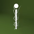 White Decorative Outdoor Light For Garden With Cylindrical Pole Twisted Branches Round Shade