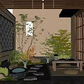 Japanese Zen Courtyard Garden Featuring Stepping Stones Moss Stone Lanterns And Wooden Flooring