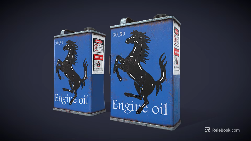 Commercial Blue Engine Oil Drums With Horse Design And 30L50 3d model 