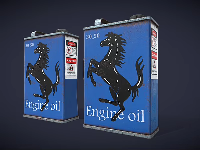 Commercial Blue Engine Oil Drums With Horse Design And 30L50 3d model