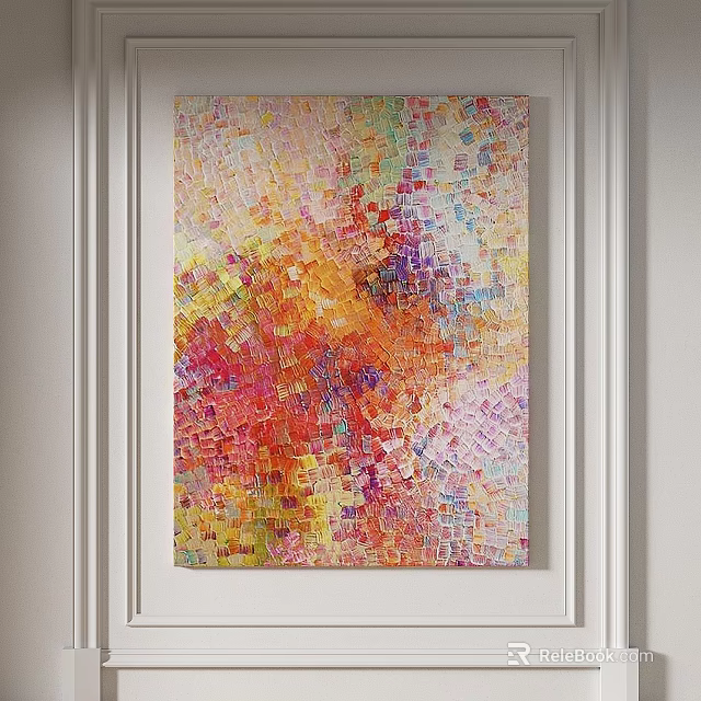 Abstract Painting With Vibrant Colorful Blocks And Hues On Wall Art 3d model 
