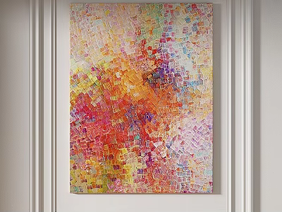 Abstract Painting With Vibrant Colorful Blocks And Hues On Wall Art 3d model
