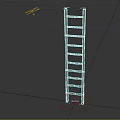 Tall Wooden Ladder With Vertical Structure And Multiple Rungs For Home Use
