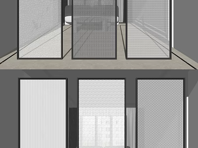 Modern Room Dividers Design With Glass Mesh And Louvered Partition Screens For Interior Spaces 3d model