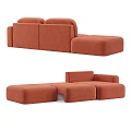 Stylish Modern Terracotta Three Seater Sofa With Modular Design And Soft Cushions 3d model