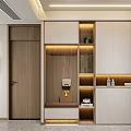 Modern Shoe Cabinet With Sleek Design Storage Compartments Hanging Hooks And Warm Lighting