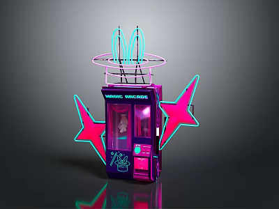 Purple Computerized Magic Wonder Vending Machine With Neon Lights And Stars 3d model